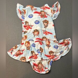 - [ ] Posh Peanut Bamboo Amelia Earhart twirl 3-6 EUC Aviator Baby Onesie